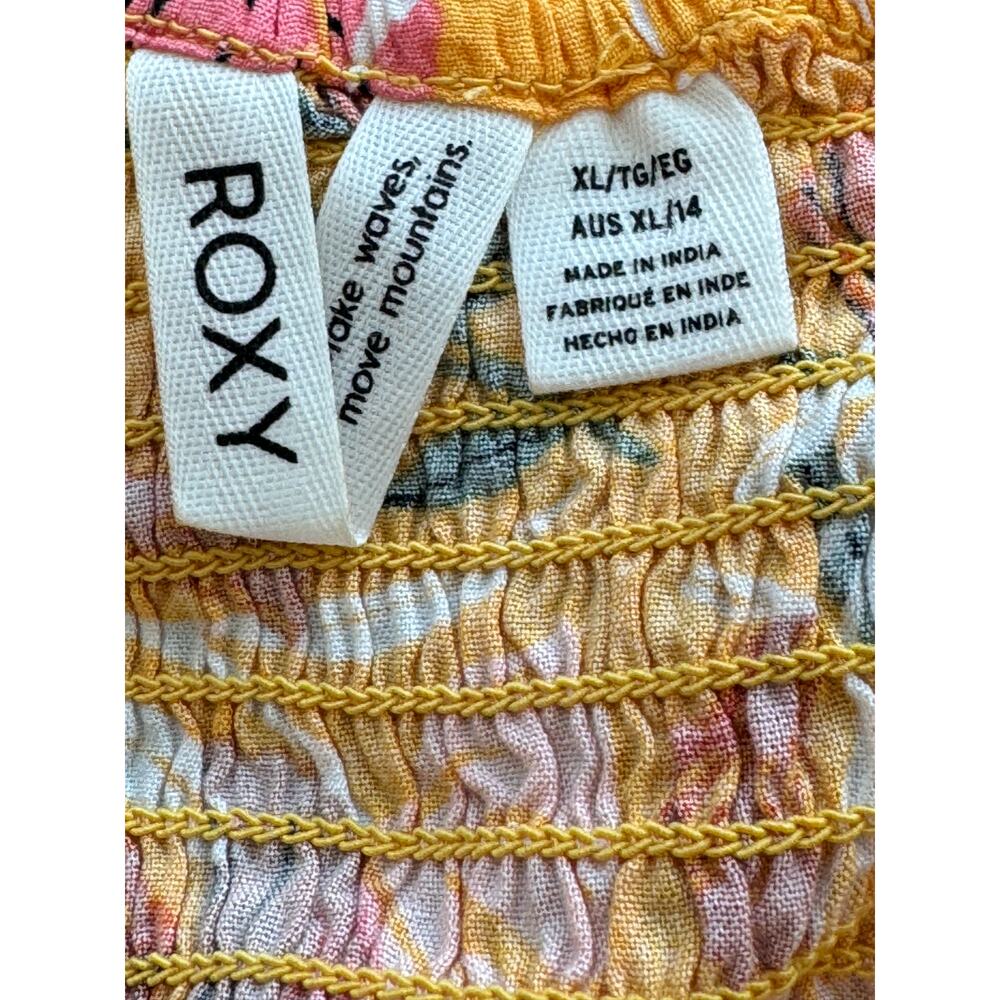 New ~ ROXY ~ Chamois Pressed Flowers Island Hops Bandeau Crop 100% VISCOSE XL - Picture 9 of 10